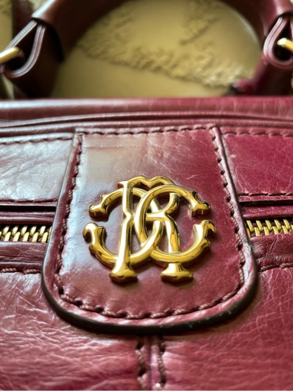 ROBERTO CAVALLI Burgundy Leather NWT Handbag